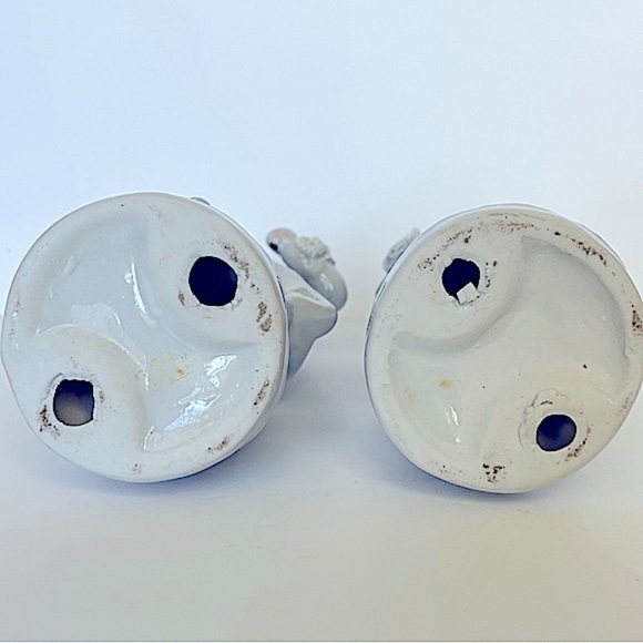 Porcelain Figures Colonial Victorian Men Blue White Gold Hand Painted Vintage - Picture 10 of 15